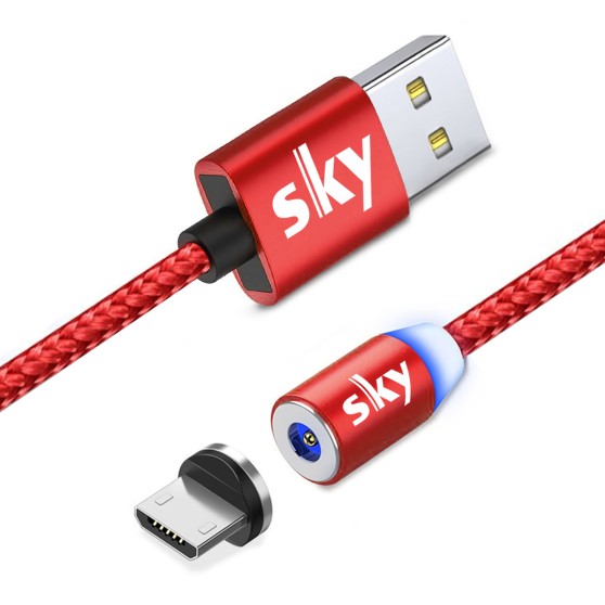 Магнитный кабель SKY micro USB (R) для зарядки (100 см) Red