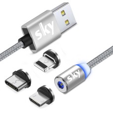 Магнитный кабель SKY 3в1 R для зарядки 100 см Silver