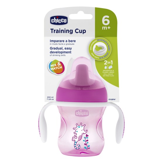 Чашка-непроливайка Chicco - Training Cup (06921.10P) 200 мл / 6 мес.+ / розовый