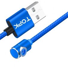Магнітний кабель TOPK без конектора (L) для заряджання (100 см) Blue