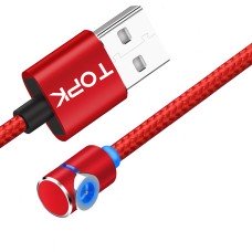 Магнітний кабель TOPK без конектора (L) для заряджання (100 см) Red