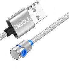Магнітний кабель TOPK без конектора (L) для заряджання (100 см) Silver