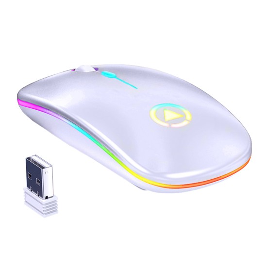 Мышь беспроводная SKY (A2) White, аккумулятор, RGB