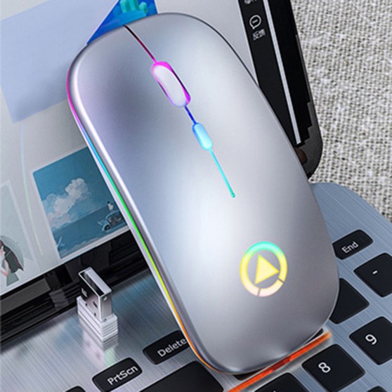 Мышь беспроводная SKY (A2-BT) Silver, аккумулятор, Bluetooth, RGB