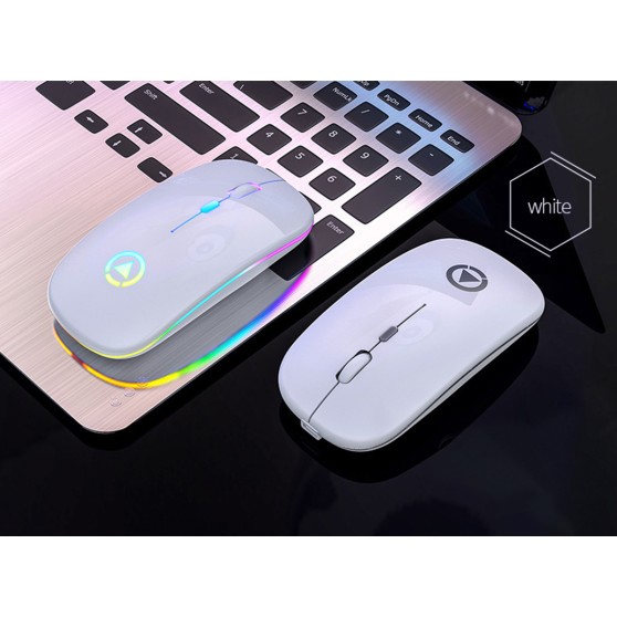 Миша бездротова SKY (A2-BT) White, акумулятор, Bluetooth, RGB