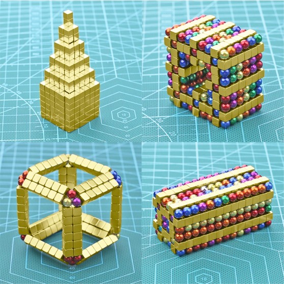 Магнитные кубики-головоломка SKY NEOCUBE (V5) комплект (512 шт) Light Gold