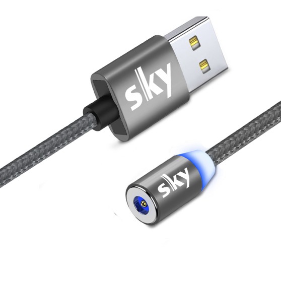 Магнітний кабель SKY без конектора (R) для заряджання (100 см) Grey