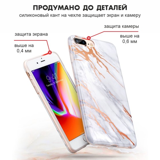 Чехол силиконовый TPU (iPhone SE 2020 / 8 / 7) SKY-ESR (X000Q9XPZF) Marble Grey