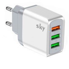 Зарядний пристрій SKY (E 02) QC / 2USB (21W) White