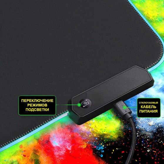 Геймерський килимок для мишки SKY (GMS-WT 9040/101) RGB підсвічування 90x40 см