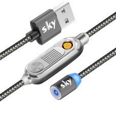 Магнітний кабель SKY без конектора (R ZIP) з прикурювачем. для заряджання (120 см) Grey