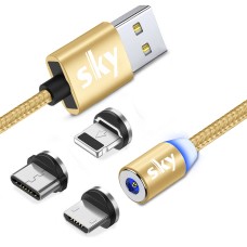 Магнитный кабель SKY 3в1 (R) для зарядки (100 см) Gold