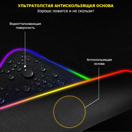 Геймерський килимок для мишки SKY (GMS-WT 8030/143) Gradient / RGB підсвічування / 80x30 см