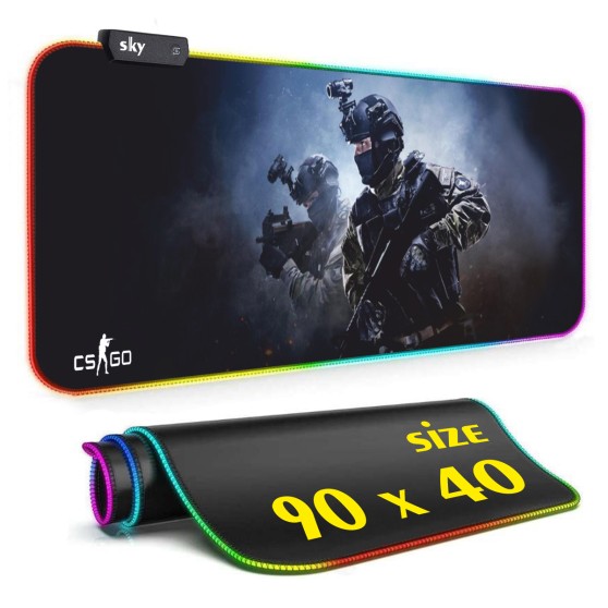 Геймерський килимок для мишки SKY (GMS-WT 9040/165) Counter Strike / RGB підсвічування / 90x40 см