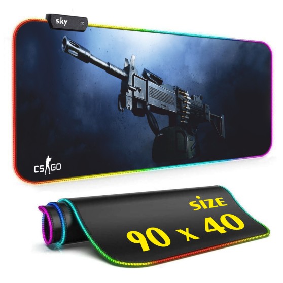 Геймерський килимок для мишки SKY (GMS-WT 9040/174) Counter Strike Gun / RGB підсвічування / 90x40 см