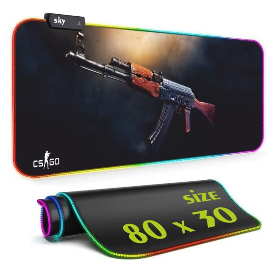 Геймерський килимок для мишки SKY (GMS-WT 8030/175) Counter Strike Gun / RGB підсвічування / 80x30 см