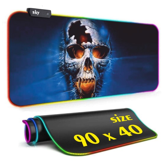 Геймерський килимок для мишки SKY (GMS-WT 9040/503) Skull / RGB підсвічування / 90x40 см