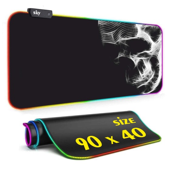 Геймерський килимок для мишки SKY (GMS-WT 9040/504) Skull / RGB підсвічування / 90x40 см